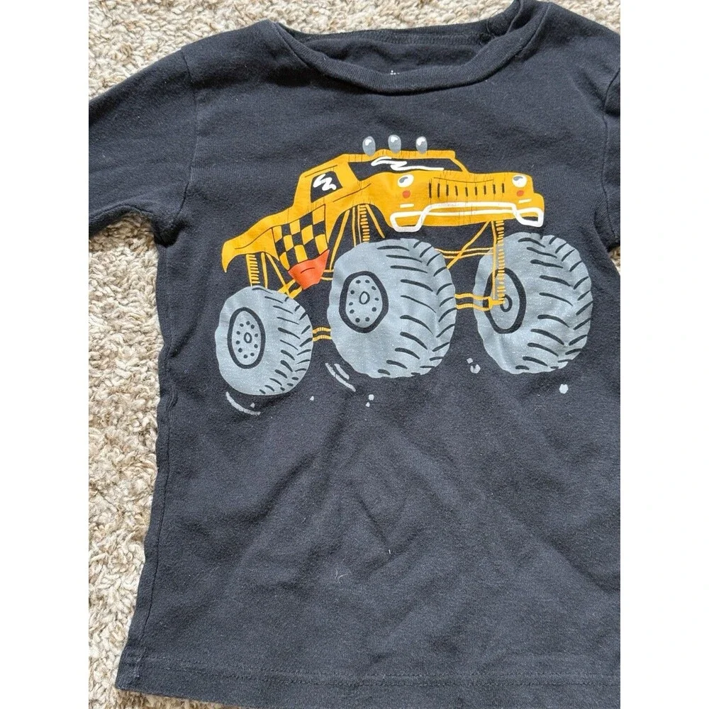 Carters Just One You Boys 5T Monster Truck Pajama Top Black Long Sleeve